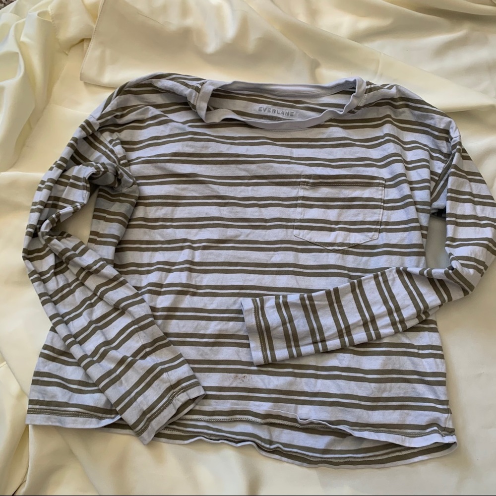 Everlane XS Striped Box Crop Long Sleeve